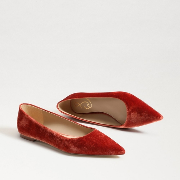 SAM EDELMAN WANDA POINTED TOE FLAT IN CANYON ORANGE VELVET |PICK SIZE - Picture 2 of 6
